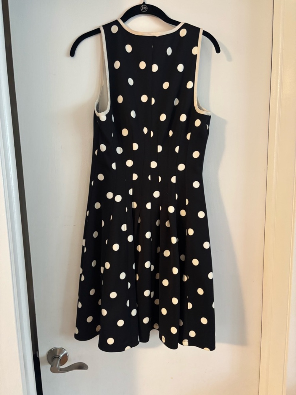 Betsey Johnson Black and White Polka Dot Sleeveless Fit-and-Flare Dress - Picture 3 of 3